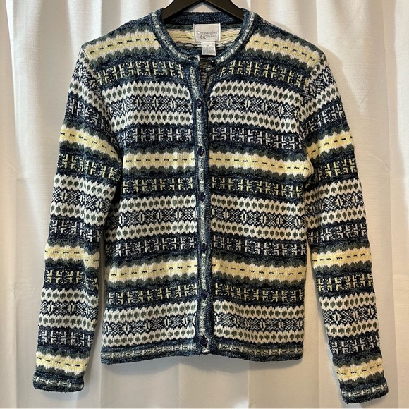 Christopher & Banks Knit Fair Isle Nordic Retro Cardigan - Size Medium - Picture 1 of 10